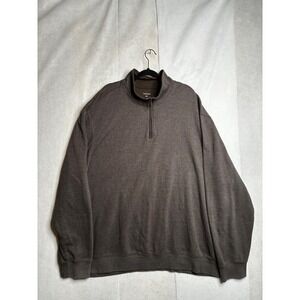 Van Heusen Mens 4XLT Brown 1/4 Zip Pullover Sweater Cotton Blend Big & Tall
